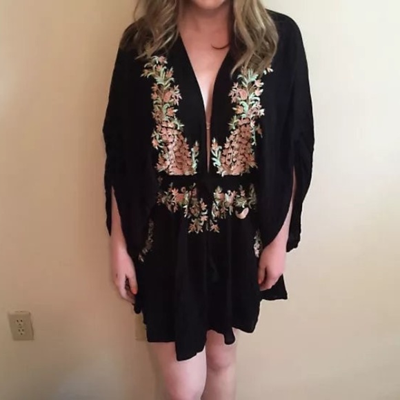 Boho plunging neck tassel embroidered floral Dress - Picture 7 of 16